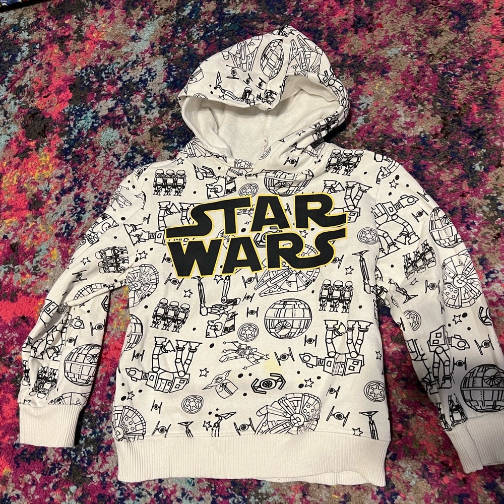Star Wars White and Black Drawn Hoodie 5